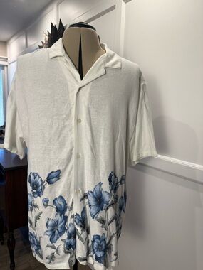 Abercrombie & Fitch Floral Print Linen Blend Shirt